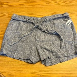 Womens linen shorts with tie belt